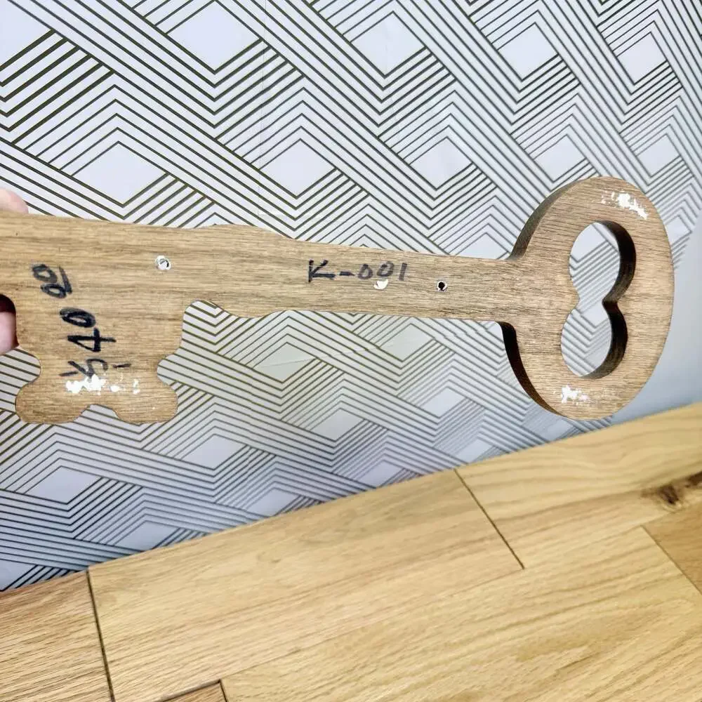 Handmade Wooden Wall Key Rack Holder Large Vintage Key Shape with pegs